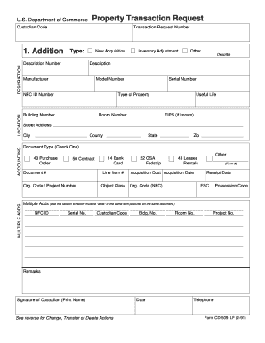 U.S. Department of Commerce Property Transaction Request
