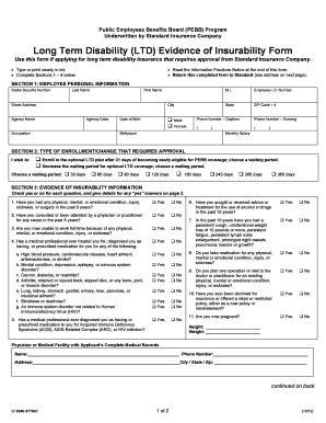 Long Term Disability Evidence of Insurability Form