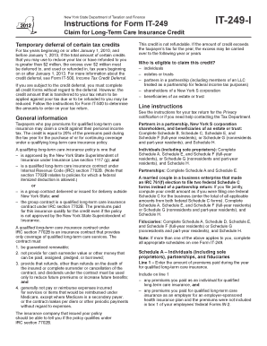 New York Long-Term Care Insurance Credit Form IT-249