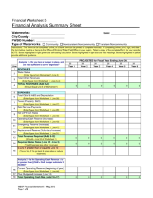 Financial Analysis Summary Sheet