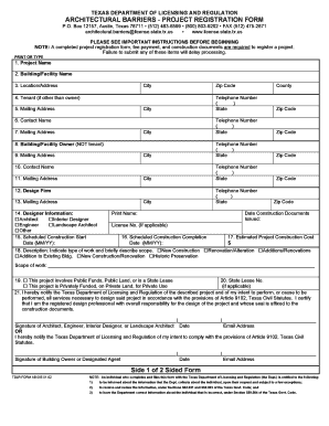 Texas Architectural Barriers Project Registration Form