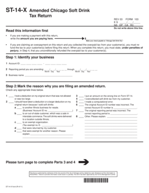 Chicago Soft Drink Tax Return Amendment Form