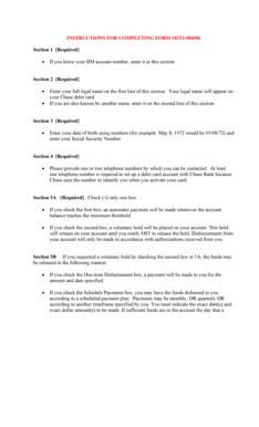 Form OST1-004/06 for Chase Debit Card Setup