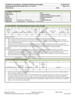 Certificate of Compliance - Residential Alteration Prescriptive