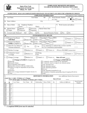 NYS Health Insurance Transaction Form