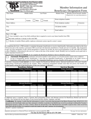 Illinois TRS Member Information and Beneficiary Designation Form