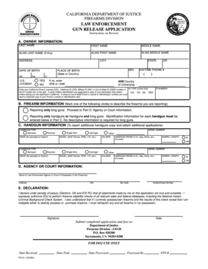 California Law Enforcement Gun Release Application