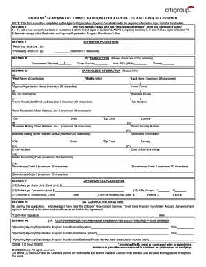 Citibank Government Travel Card Setup Form