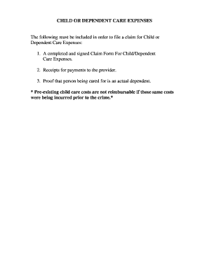 Child Dependent Care Expenses Claim Form