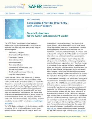 SAFER Self Assessment Guide for CPOE with Decision Support