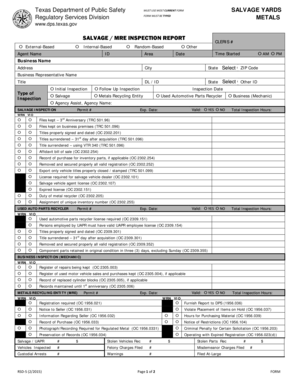 Texas Salvage Yard Inspection Report