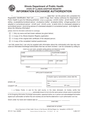 Illinois Adoption Registry Information Exchange Authorization