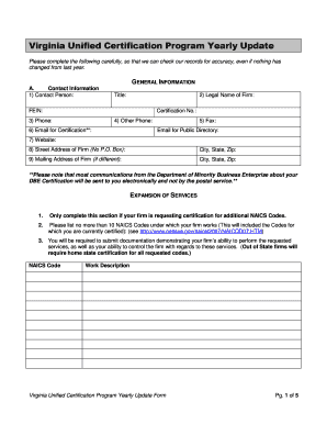Virginia DBE Certification Yearly Update Form