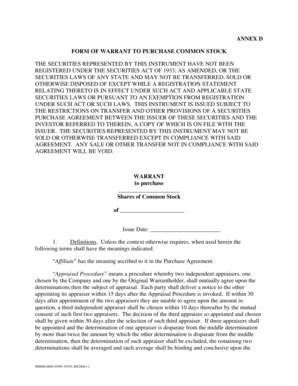 Warrant to Purchase Common Stock