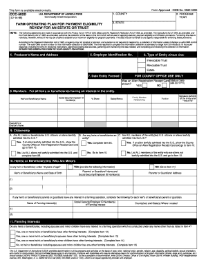 Farm Operating Plan for Payment Eligibility
