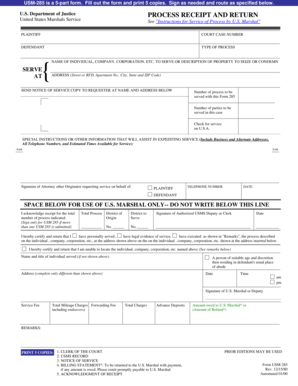 USM-285 Process Receipt and Return
