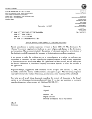 California Application for Changed Assessment