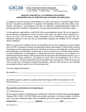 Request for Special Accommodation During BAR Licensing Exam