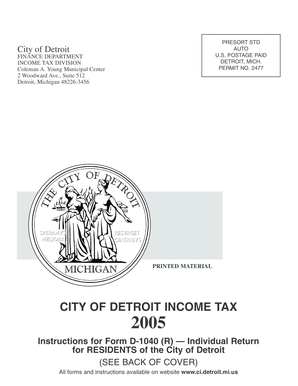 City of Detroit Income Tax Form D-1040 (R)