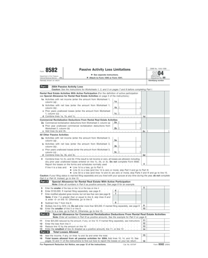 IRS Form 8582 Passive Activity Loss Limitations