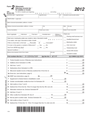 Wisconsin Fiduciary Income Tax Form 2012