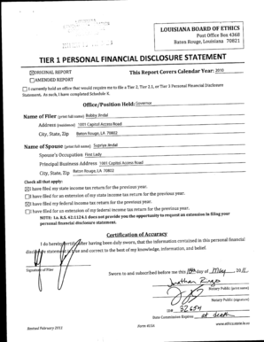 Louisiana Personal Financial Disclosure Statement