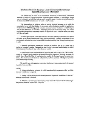 Oklahoma Special Event Alcohol License Application
