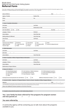 Rhode Island Maternal and Child Family Visiting System Referral Form
