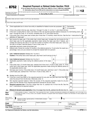 Form 8752 Required Payment or Refund Under Section 7519
