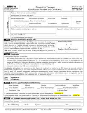 UMW-9 Request for Taxpayer Information