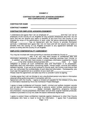 Contractor Employee Acknowledgement and Confidentiality Agreement