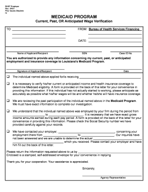 Louisiana Medicaid Wage Verification Form