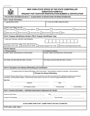 New York State Substitute Form W-9