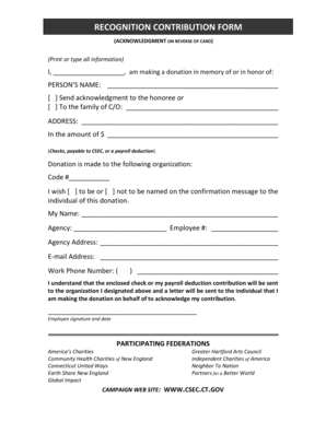 Connecticut State Employees' Campaign Contribution Form