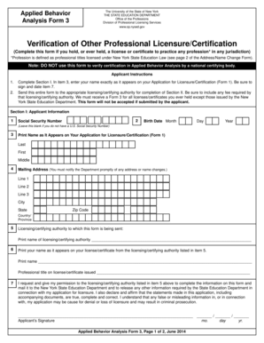 New York State Education Department Form 3