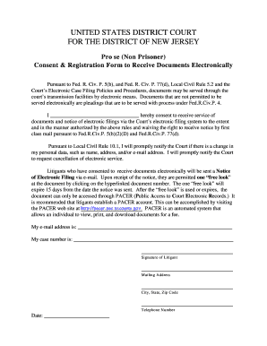 US District Court Electronic Document Consent Form