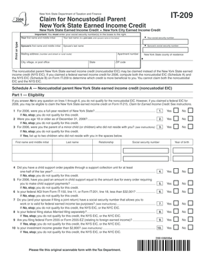 New York State Noncustodial Parent Earned Income Credit Form IT-209