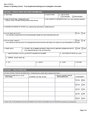 California Trust Supplemental Background Investigation Form