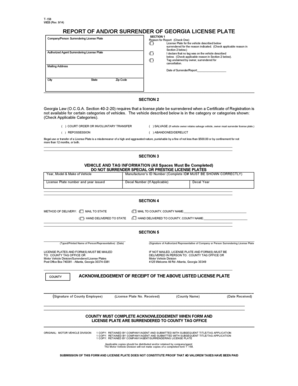 Georgia License Plate Surrender Form