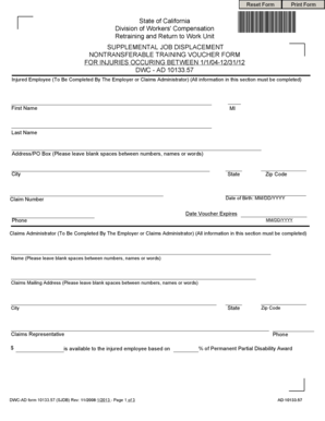 California Supplemental Job Displacement Voucher Form