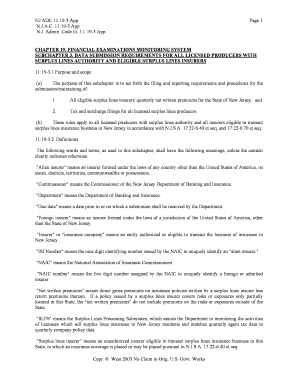 New Jersey Surplus Lines Producer Quarterly Tax Return