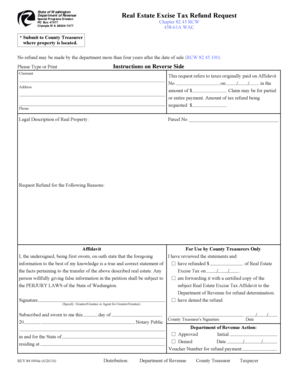 Washington Real Estate Excise Tax Refund Request
