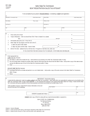 Idaho Boat Registration Sales Tax Affidavit