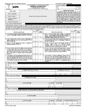 EPA Form 3510-1 Application