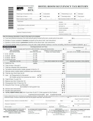 New York City Hotel Room Occupancy Tax Return