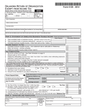 Oklahoma Form 512E - Exempt Organization Return