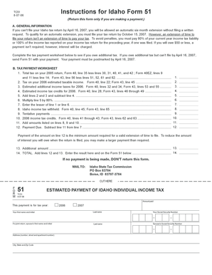 Idaho Form 51 Instructions