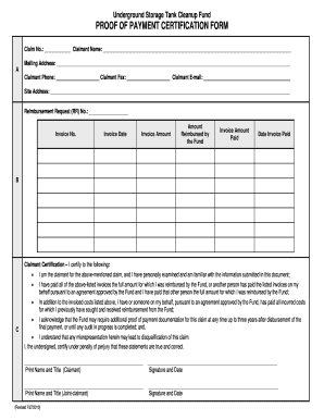 California Proof of Payment Certification Form