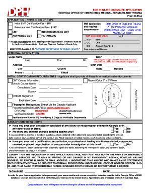 Georgia EMT Licensure Application