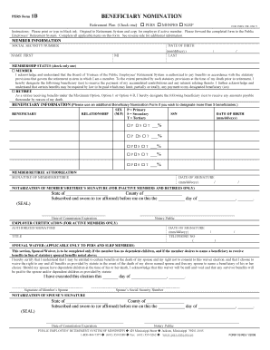 PERS Form 1B Beneficiary Nomination